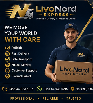 Delivery team member holding boxes for transport